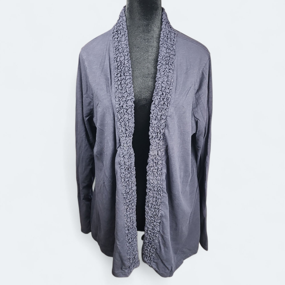 GRAYSON | Chic Navy Blue Minimalist Lagenlook Women's Long-Sleeved Cardigan | 1X